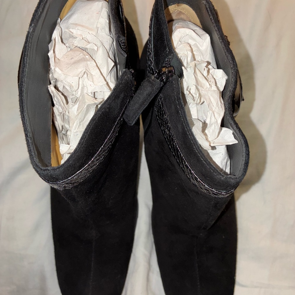 Via Spiga 8 Black Suede Leather Square Toe Ankle Booties Boots New US Size 10 - Picture 10 of 13